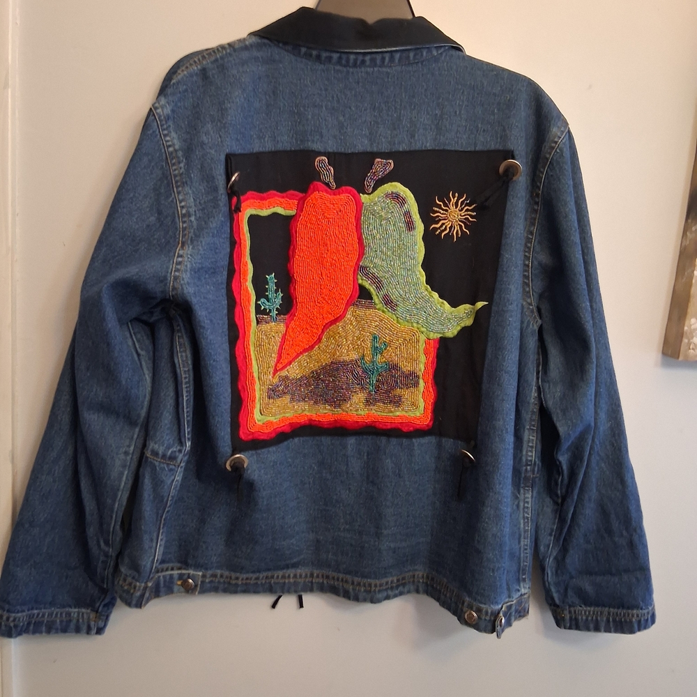 Collection B Blue Denim Jacket with Colorful Embroidery
